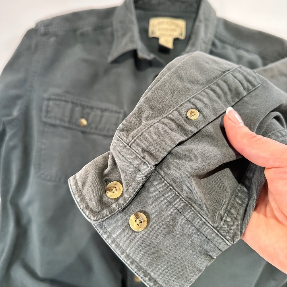 Scheels Sports Outfitters vintage cotton button up work shirt large olive green - Picture 5 of 10